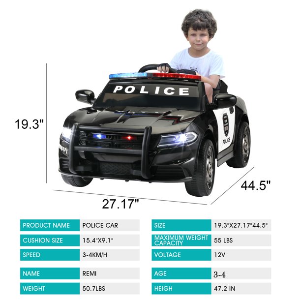 uhomepro 12 V Police Truck Powered Ride-On with Remote Control