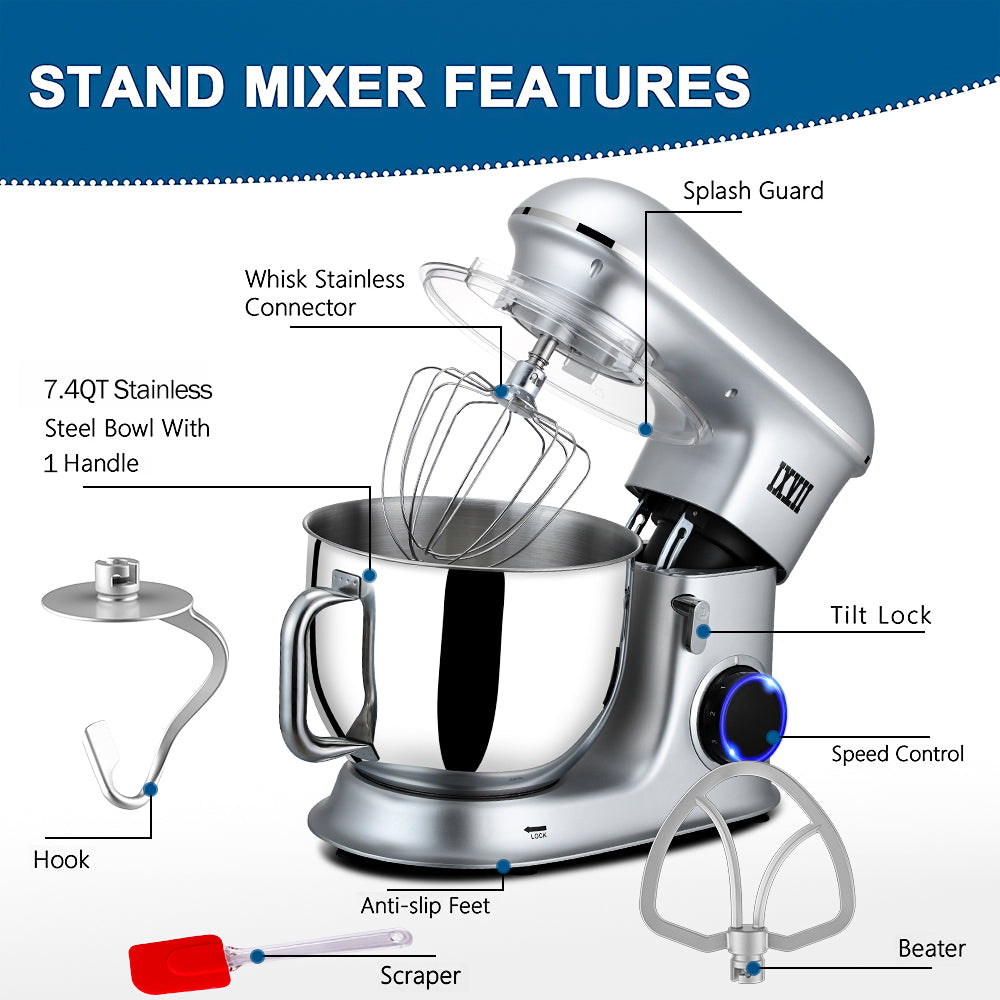 HOWORK Stand Mixer 8 45 QT Bowl 660W Food Mixer Multi Functional Kitchen  Electric Mixer With Dough Hook Whisk Beater Egg White Separator 8 45 QT