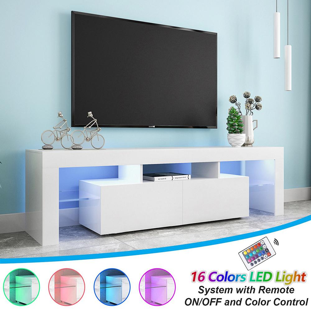 uhomepro TV Stand for TVs up to 70, Living Room Entertainment Center with  RGB LED Lights and Storage Shelves Furniture, Black High Gloss TV Cabinet
