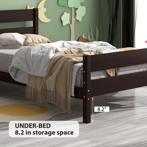 uhomepro Platform Bed Frame with Headboard and Footboard, Modern Twin Bed Frames for Kids, Heavy Duty Pine Wood Twin Size Bedroom Furniture with Wood Slats Support, No Box Spring Needed