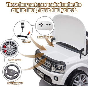 12 Volt Ride on Truck for Boys Girls, Remote Control Land Rover Discovery Ride on Car, Battery Powered Ride on Toys for Kids, 3 Speeds White Electric Vehicles with MP3, LED Lights, CL61