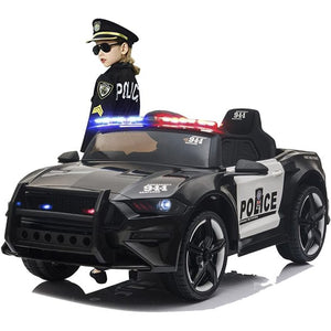 UHOMEPRO Kids 12 Volt Ride On Toys Police Car with Remote Control, Black, W01