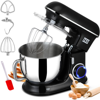 uhomepro 7.5 QT Stand Mixer for Kitchen, 6+0+P-Speed Tilt-Head 660W Dough  Mixer, Home Commercial Mixing Electric Kitchen Cake Mixer W/ Dough Hook,  Beater, Egg Whisk, Spatula, Dishwasher Safe,Champagne 