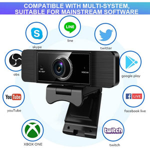 Webcam for PC, 1080P HD Webcam with Microphone, Streaming Computer Web Camera with 360° Rotation, USB Plug and Play Webcam for PC Desktop or Laptop Video Calling Recording Conferencing, Black, W15205
