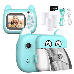 kids Camera with Printer, UHOMEPRO 2.4" Screen Instant Print Camera for Kids, 1080P HD Instant Digital Camera with Print Paper, Lanyard, 32G Micro Card, Toys for 3+Year Old Boys Girls, Blue, W14894