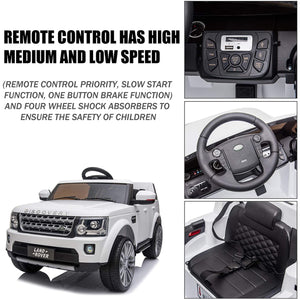 12 Volt Ride on Truck for Boys Girls, Remote Control Land Rover Discovery Ride on Car, Battery Powered Ride on Toys for Kids, 3 Speeds White Electric Vehicles with MP3, LED Lights, CL61