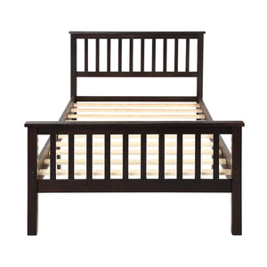 Platform Bed Frame Kids Bed with Headboard and Footboard, Classic Twin Bed Frame for Kids, Solid Wood Twin Size Bed Frame with Wood Slats Support, Holds 200 lb, No Box Spring Needed, Espresso