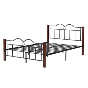 uhomepro Modern Metal Full Bed Frame with Headboard and Footboard, Wooden Legs, Platform Bed Frame for Kids Teens Adults, Heavy Duty Mattress Foundation with Metal Slat Support, No Box Spring Needed