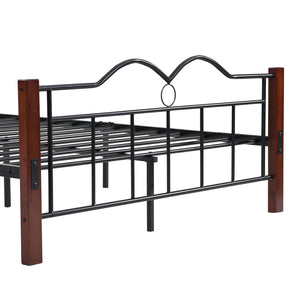 uhomepro Modern Metal Full Bed Frame with Headboard and Footboard, Wooden Legs, Platform Bed Frame for Kids Teens Adults, Heavy Duty Mattress Foundation with Metal Slat Support, No Box Spring Needed