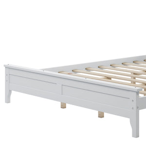 uhomepro Full Platform Bed Frame with Headboard and Headboard, Classic Wood Full Bed Frame for Kids Adults, Modern Full Size Bed Frame, No Box Spring Needed, White