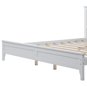 uhomepro Full Platform Bed Frame with Headboard and Headboard, Classic Wood Full Bed Frame for Kids Adults, Modern Full Size Bed Frame, No Box Spring Needed, White