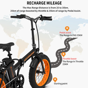 uhomepro Folding Electric Bike 500W Electric Mountain Bicycle 20" Fat Tire 36V 13AH Removable Battery, Shimano 7-Speed, Electric Commuter Bike for Adults
