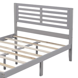 Platform Bed Frame Storage Bed with Headboard, Pine Wood Full Bed Frame for Kids Adults, Modern Full Size Bed Frame with Drawers, Wood Slats Support, Holds 400 lb, No Box Spring Needed, Gray