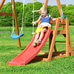 uhomepro 3-in-1 Kids Wood Swing Playground Sets with Slide for Backyards 3-10 Year Olds Girls Boys Outdoor Toys
