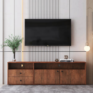 uhomepro Mid Century Modern TV Stand for TVs up to 70 inches, Wood TV Console Media Cabinet with Storage, Entertainment Center for Living Room Bedroom