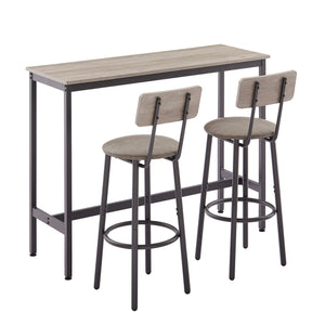 uhomepro 3 Pieces Bar Table Set, Modern Counter Height Kitchen Table and Chairs for 2, Wood Pub Bar Table Set Perfect Breakfast Nook, Small Space Living Room