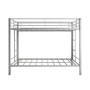 uhomepro Twin Over Twin Metal Bunk Beds for Kids, Twin Bunk Bed Twin Over Twin Size No Box Spring Needed with Ladder, Metal Support Slat