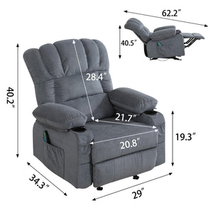 uhomepro Massage Recliner Chair, Electric Heated Recliner Massage Chair, Manual Lift Recliner Chairs for Adults Seniors, Recliner Sofa 300 lb Capacity with 8 Vibration Modes, Heating Cushions