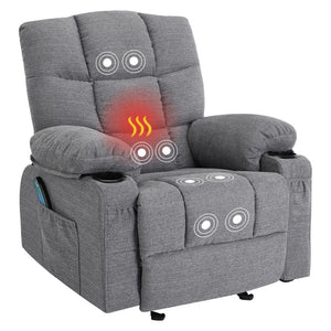 uhomepro Massage Recliner Chair, Electric Heated Recliner Massage Chair, Manual Lift Recliner Chairs for Adults Seniors, Recliner Sofa 300 lb Capacity with 8 Vibration Modes, Heating Cushions