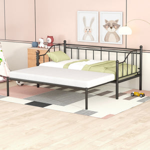 uhomepro Metal Daybed with Trundle, Twin Size Daybed Sofa Bed for Living Room, Sleeper Bed Frame, No Box Spring Needed