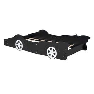 uhomepro Platform Bed Frame Race Car-Shaped Bed with Headboard, Pine Wood Twin Bed Frame for Kids Boys Girls with Wood Slats Support, No Box Spring Needed