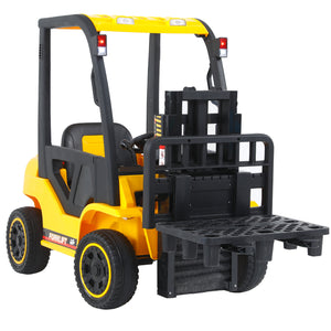 uhomepro 12 V Powered Ride On Car Forklift Construction Toys with Ride-in Controls, Remote Control, Liftable Fork, Storage Trunk, MP3 Player