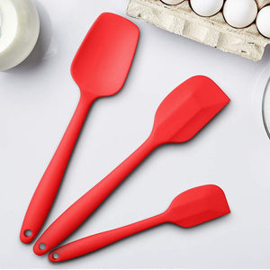 Silicone Spatula Set, Upgraded 3 Piece High Heat-Resistant Pro-Grade Spatulas, Non-stick Rubber Spatulas with Stainless Steel Core, Red, I2300