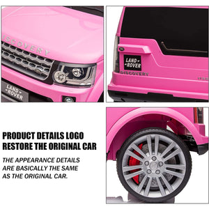 12V Ride on Truck, Land Rover Discovery Pink Ride on Toys with Remote Control, Power Ride on Cars for Boys Girls, Pink Electric Cars for Kids to Ride, LED Lights, MP3 Music, Foot Pedal, CL184