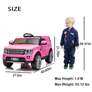 12V Ride on Truck, Land Rover Discovery Pink Ride on Toys with Remote Control, Power Ride on Cars for Boys Girls, Pink Electric Cars for Kids to Ride, LED Lights, MP3 Music, Foot Pedal, CL184
