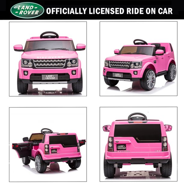 Electric Vehicle for Boys Girls, Licensed Land Rover Discovery Ride on Toys, 12 Volt Ride on Cars with Remote Control, 3 Speeds, LED Lights, MP3 Player, Horn, Battery Power Car, Pink, W01