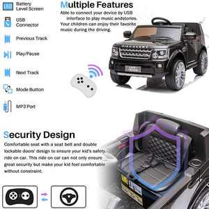 12V Ride on Truck, Land Rover Discovery Ride on Toys with Remote Control, Power Ride on Cars for Boys Girls, Black Electric Cars for Kids to Ride, LED Lights, MP3 Music, Foot Pedal, CL184