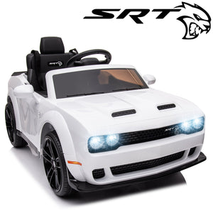12 V Battery uhomepro 12 V Dodge Challenger SRT Hellcat Battery Powered Ride on Cars with Remote Control, LED Light and MP3 Player, Electric Vehicle Ride on Toys for Boys Girls Gifts