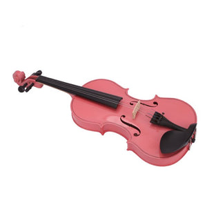 4/4 Violin for Beginners, Acoustic Solid Violin Fiddle Starter Kit with Violin Case, Bow, Violin Rosin, Musical Instruments for Kids/Adult, Violin Outfit Set, Thanksgiving Christmas Gift, Pink, W6726