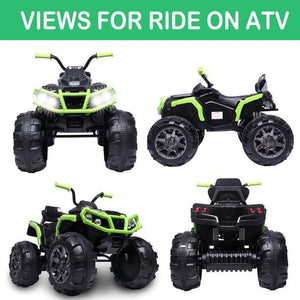 Kids Electric Ride ON Toys, 12 Volt Quad Ride ON Cars Battery Powered ATV with MP3 Player, 2 Speed, LED Lights, Radio, Powered Motorcycle for Boys Girls 3-4 Years Old, Green, W1879