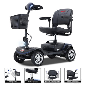 uhomepro Compact 4 Wheel Mobility Scooters for Senior with Headlight, Spring Suspension, Anti-Tip Wheel, Tilt Adjustable, Q31