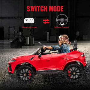 Lamborghini Urus 12V Electric Powered Ride on Car Toys for Girls Boys, Red Kids Electric Vehicles Ride on Toys with Remote Control, Foot Pedal, MP3 Player and LED Headlights, CL61