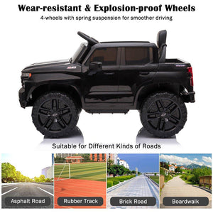 Electric Vehicles for Kids, Chevrolet Silverado 12V Ride on Toys with Remote Control, Ride on Cars for Boys Girls, Black Ride on Pick up Truck, LED Lights, MP3 Music, Foot Pedal, CL224