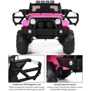 Ride on Cars, UHOMEPRO Pink 12V Ride on Cars with Remote Control, Battery Electric Vehicles Truck Car with Suspension/LED Lights, Kids Ride on Cars Gift for Boys Girls, CL01