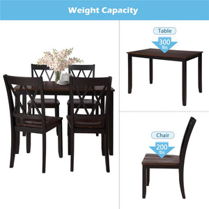5 Piece Kitchen Table Set, Modern Dining Table Sets with Dining Chairs for 4, Heavy Duty Wooden Rectangular Dining Room Table Set with Black Finish for Home, Kitchen, Living Room, Restaurant, L855