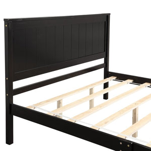 Queen Platform Bed Frame, Wooden Queen Bed Frame with Headboard, Great for Boys, Girls, Kids, Teens&Adults, Queen Bed Frame No Box Spring Needed, Modern Bedroom Furniture, Brown, W01