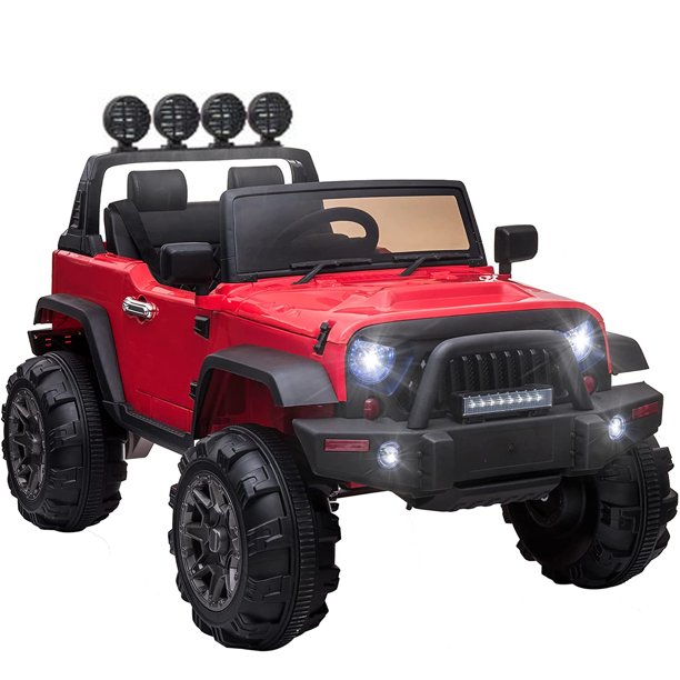 12 V Ride on Truck SUV Car for Kids, Ride on Cars with Remote Control, Battery Powered Electric Vehicles with 3 Speed, LED Light, MP3 Player, Ride on Toys for Girls Boys Birthday Gift, Red, W15351