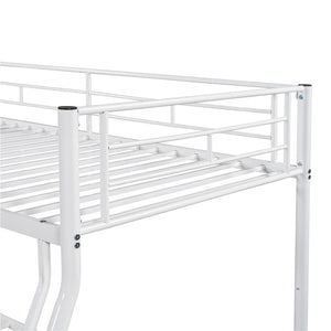 Twin over Full Bunk Bed for Kids, Heavy Duty Metal Bunk Bed Twin over Full, White Bunk Beds for Kids, Bunk Bed with Ladder/Safety Rail for Boys Girls, Twin over Full Bunk Bed for Bedroom/Dorm, CL800