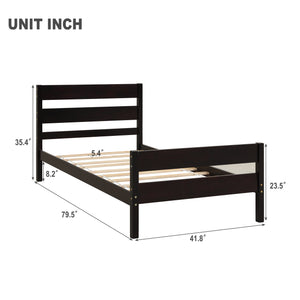 uhomepro Platform Bed Frame with Headboard and Footboard, Modern Twin Bed Frames for Kids, Heavy Duty Pine Wood Twin Size Bedroom Furniture with Wood Slats Support, No Box Spring Needed