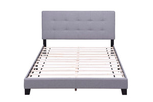 Queen Bed Frame, Modern Upholstered Platform Bed with Headboard, Light Gray Heavy Duty Bed Frame with Wood Slat Support for Adults Teens Children, No Box Spring Required