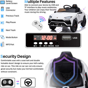 Electric Vehicle for Boys Girls Gifts, Licensed Lamborghini Power Kids Ride on Toys, 12V Battery Powered Ride on Cars with Remote Control, 3 Speeds, LED Light, MP3 Player, Horn, Pink, W16377