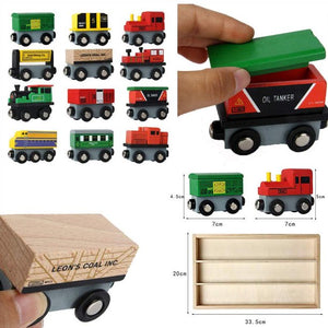 12pcs Toy Train Sets, Educational Wooden Train Toys Magnetic Set, Compatible w/Other Name Brand Train Track Sets, Christmas Train Set for Kids Room, Kindergarten, Gift for Children Ages 3+, W5451