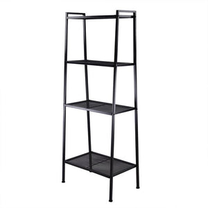 URHOMEPRO Open Bookshelf Rack, 4 Tier Metal Industrial Bookcase, Storage Rack Shelves, Free Standing Display Rack for Book, Photos, Decorations, Corner Bookcase for Living Room, Office, White, W10096