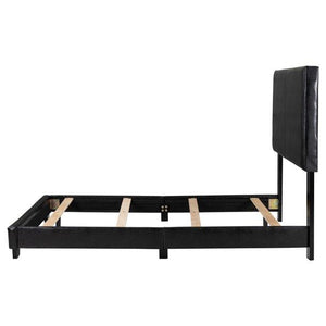Twin Platform Bed Frame with Headboard, Heavy Duty Faux Leather Upholstered Bed Frame/Mattress Foundation with Wood Slat Support for Adults Teens Children, Box Spring Required, Black, L478