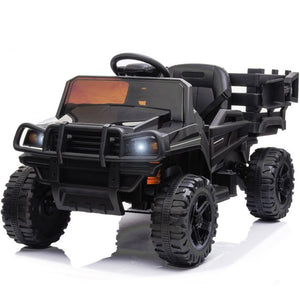 12 volt Ride on Cars for Boys Girls, Battery Power Off-Road UTV Electric Vehicles Ride on Car with Remote Control, Rear Bucket, LED Light, MP3 Player, Ride on Toys for Kids, Black, W14053