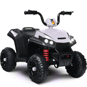 Kids Ride ON Toys for Boys Girls, 6 Volt Battery Powered Ride ON Car, Quad ATV Ride ON Car with LED Lights, MP3 Player, Electric Motorcycle for Kids, White, W15789